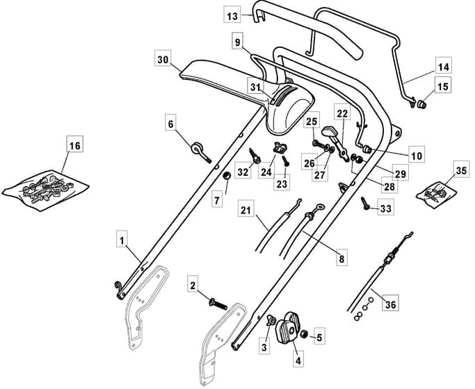 ML5060 PD - 2009 - 295505138/GI - Mountfield Rotary Mower Handle Diagram