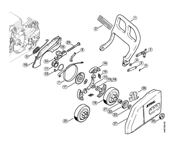 Stihl 017 C Hand Guard, Chain Brake - D-Group