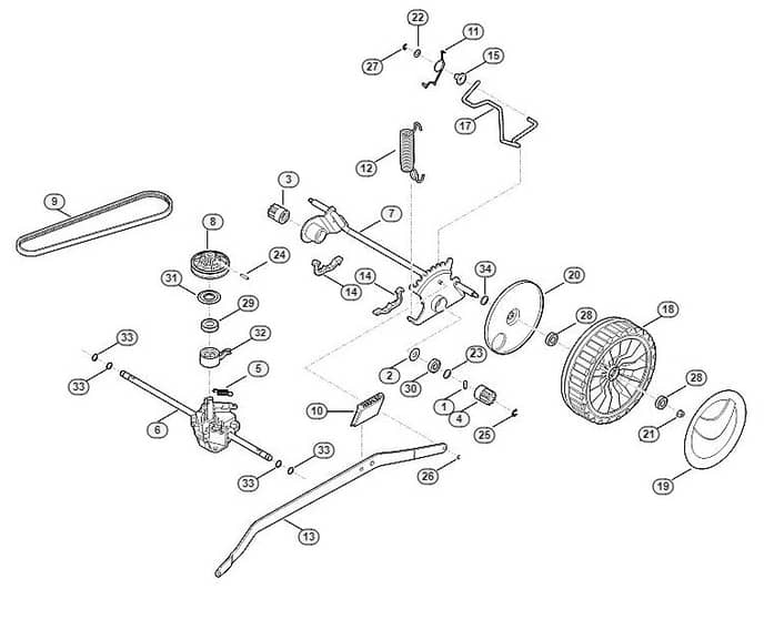 Genuine Stihl RM650.0 V / E - Shaft, Gear box