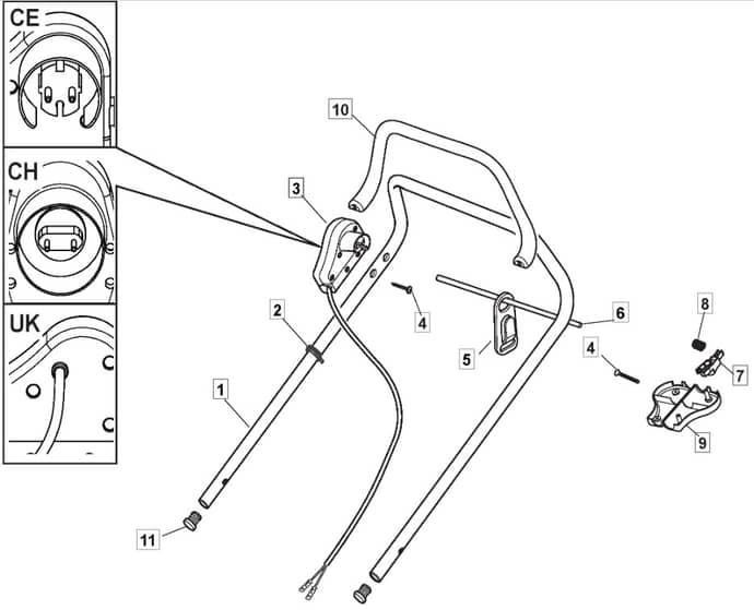 EL 4800 R HP - 2008 - 294480673/M08 - Mountfield Rotary Mower Upper Handle Diagram