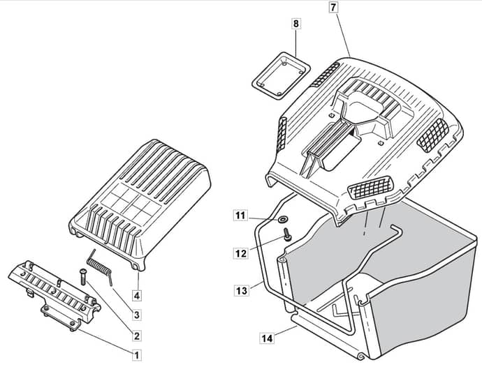 MB532 SB - 2005 - 292552023/TEL - Mountfield Rotary Mower Grass Bag Diagram
