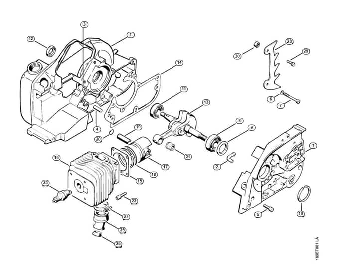 Stihl 032 Av Crankcase, Cylinder - A-Group