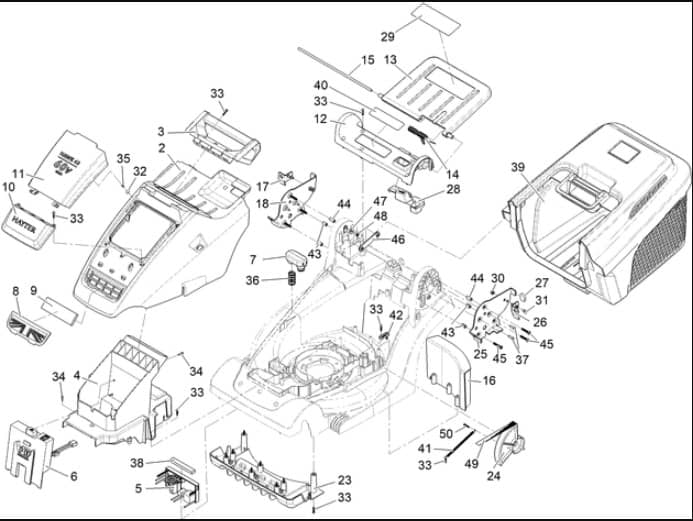 Hayter Kit Hawk 43cm Roller 60V Sp - 545A (321000001 - 321999999) - Deck - Grass Box