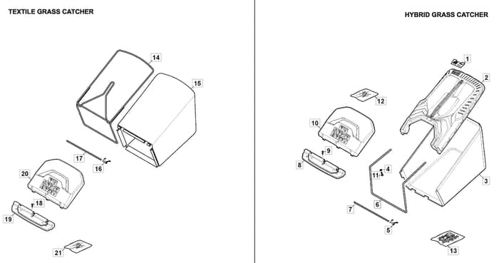 HP42 - 2019-2022 - 2L0431048/M19 - Mountfield Grass Bag Diagram