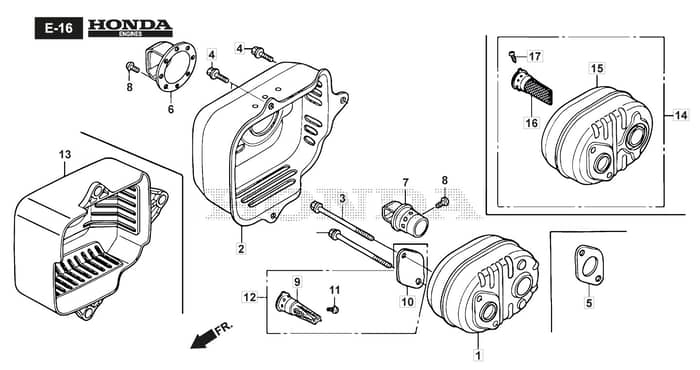 HP45 H - 2016-2017 - 299014633/BQ - Mountfield Rotary Mower Exhaust Muffler Diagram