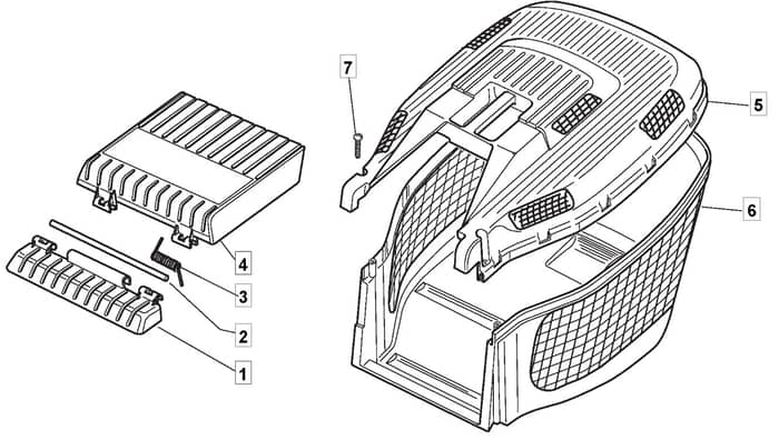 HP454 - 2010-2012 - 299174643/BQ - Mountfield Rotary Mower Grass Bag Diagram