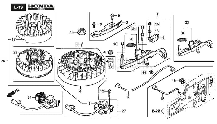 HP45 H - 2016-2017 - 299014633/BQ - Mountfield Rotary Mower Flywheel GCV160A0 S4 LE SD Diagram