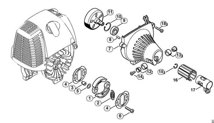 Genuine Stihl KM130 R / F - Clutch, Fan housing