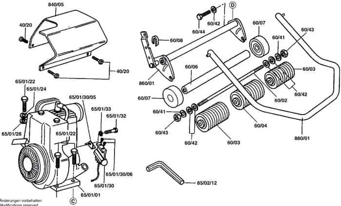Qualcast Classic Petrol 43S - F016306042 - Front Roller Assembly