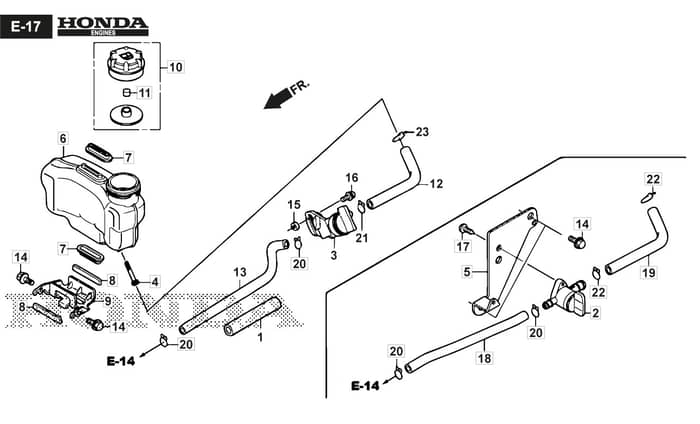 HP425 - 2019-2021 - 2L0431038/M19 - Mountfield Rotary Mower Fuel Tank Diagram