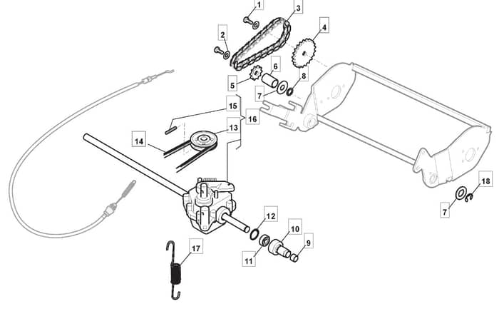 S42R PD Li - 2017-2020 - 299439003/M17 - Mountfield Rotary Mower Transmission Diagram