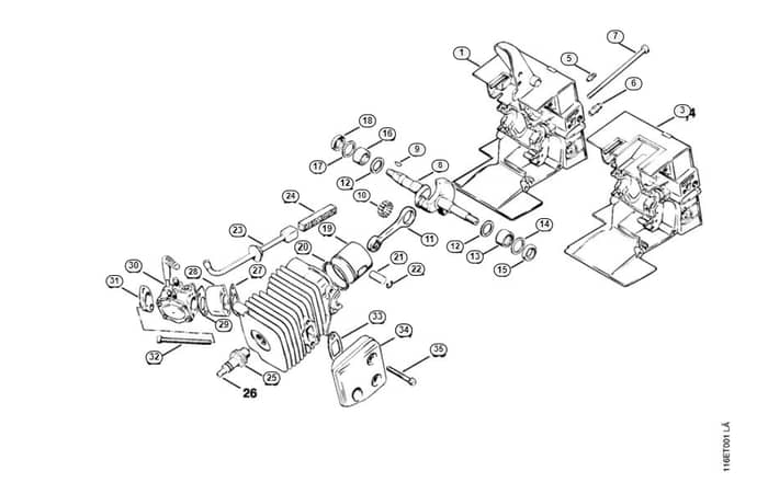 Stihl 015 L Crankcase, Piston - A-Group