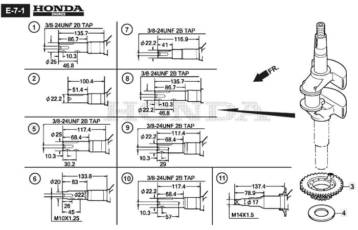 HP425 - 2015-2018 - 295431038/M15 - Mountfield Rotary Mower Crankshaft Diagram