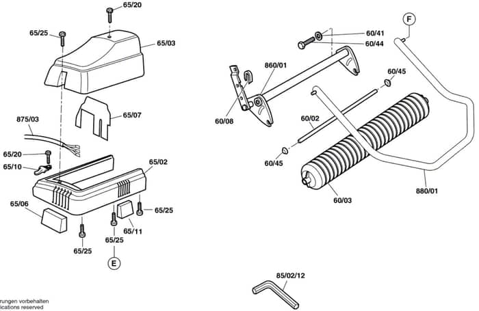 Qualcast Classic Electric 30 - F016313442 - Front Roller Assembly