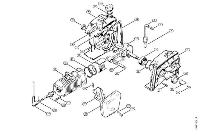 Stihl 041 Fb Crankcase, Cylinder, Muffler - A-Group