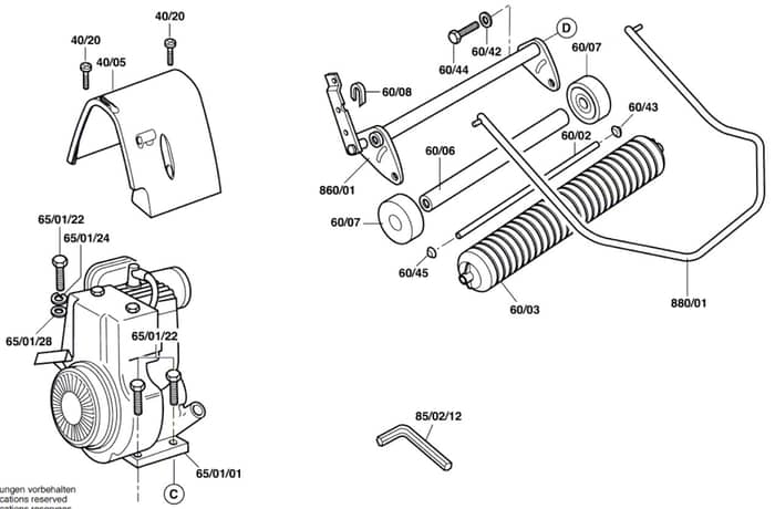 Qualcast Classic Petrol 35S - F016305542 - Front Roller Assembly