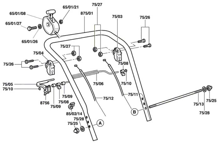 Qualcast Classic Petrol 35S - F016305242 - Handle Assembly