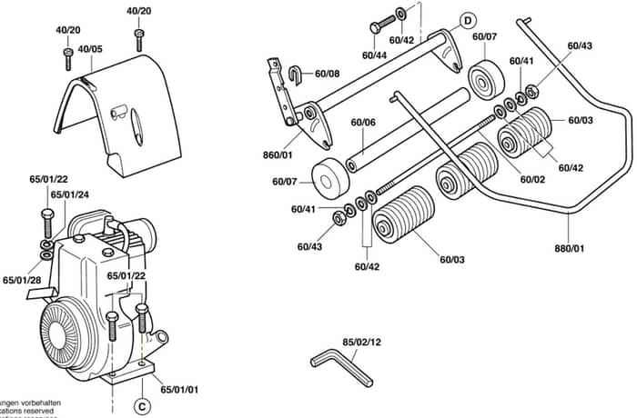 Qualcast Classic Petrol 43S - F016306542 - Front Roller Assembly