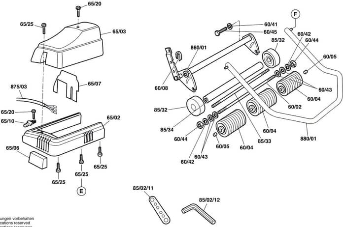 Qualcast Classic Electric 30 - F016313042 - Front Roller Assembly