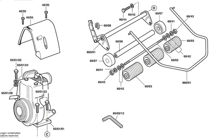 Qualcast Classic Petrol 43S - F016306842 - Front Roller Assembly