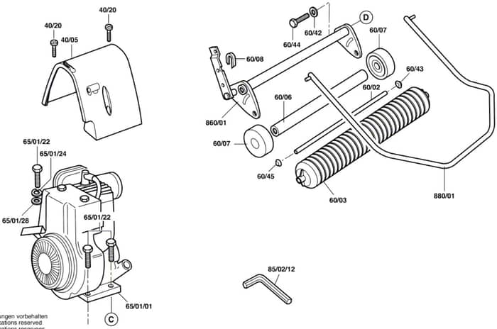 Qualcast Classic Petrol 35S - F016305842 - Front Roller Assembly