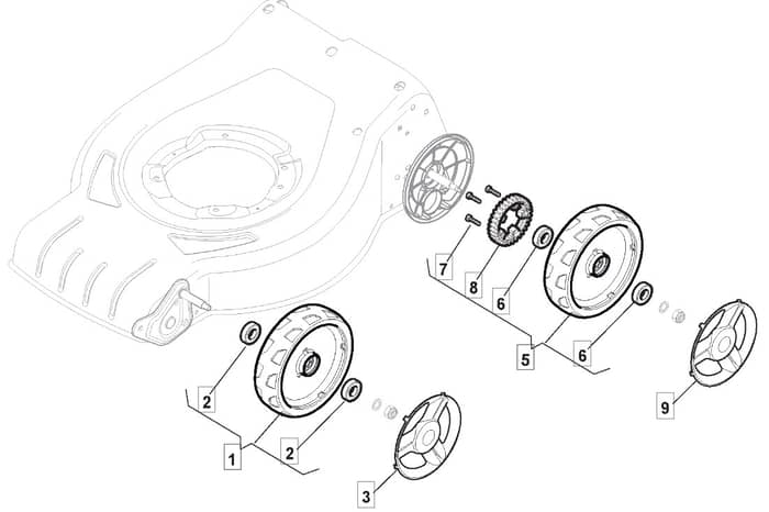 S42 PD Li - 2017 - 295432003/M17 - Mountfield Rotary Mower Wheel Diagram