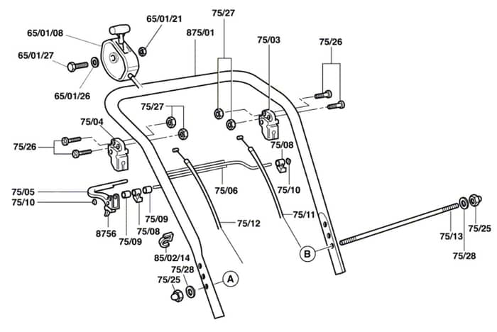 Qualcast Classic Petrol 43S - F016306242 - Handle Assembly