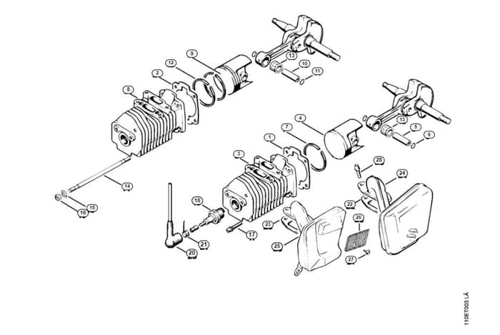 Stihl 041 Aveq Cylinder, Muffler - B-Group