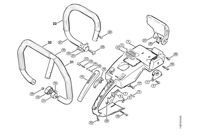 Stihl 045 Avrse Handle Frame, Handlebar - K-Group
