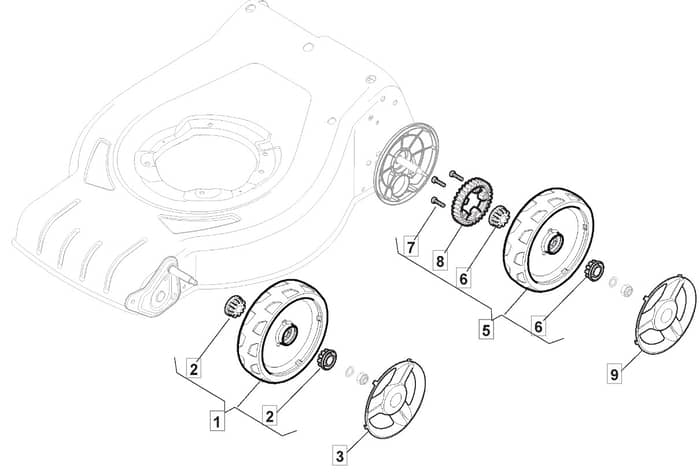 S46 PD Li - 2017-2018 - 295486003/M17 - Mountfield Rotary Mower Wheel Diagram
