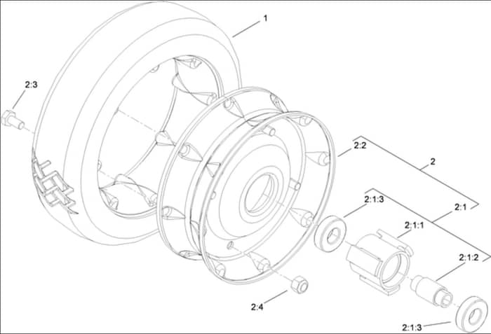 Hayter 21 Inch Heavy Duty - 455E (455E310000001 - 455E310999999) - Wheel - Tire Assembly No. 115-3849