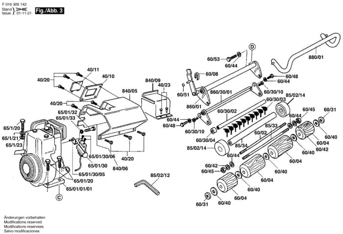 Atco Balmoral 20SE - F016309142 - Front Roller Assembly