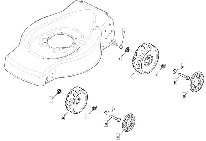 HP45 - 2017-2020 - 299174648/M17 - Mountfield Rotary Mower Wheels Diagram