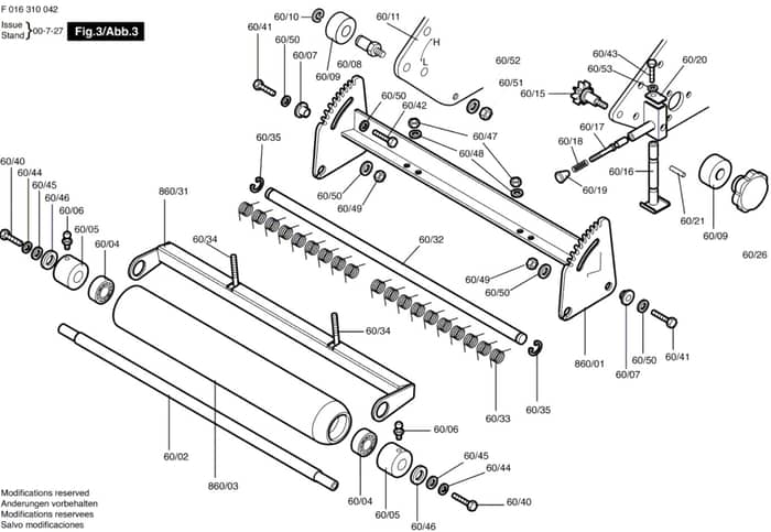 Atco Royale 20 - F016310042 - Front Roller Assembly
