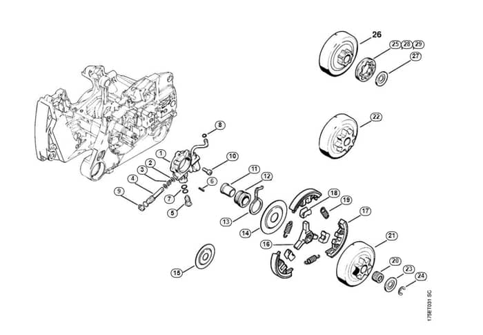 Stihl 044 W Oil Pump, Clutch - C-Group
