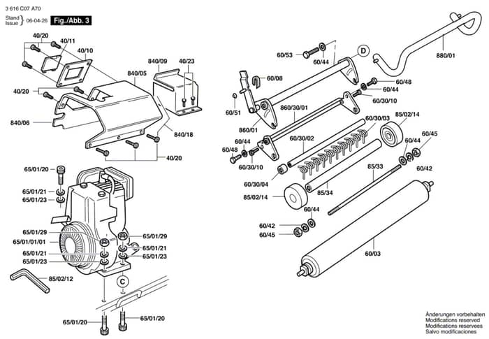 Atco Balmoral 14SK - 3616C07A70 - Front Roller Assembly