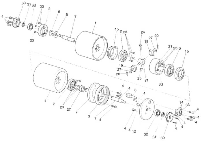 Atco Balmoral 20S - 001969A Onwards - Rear Roller Assembly