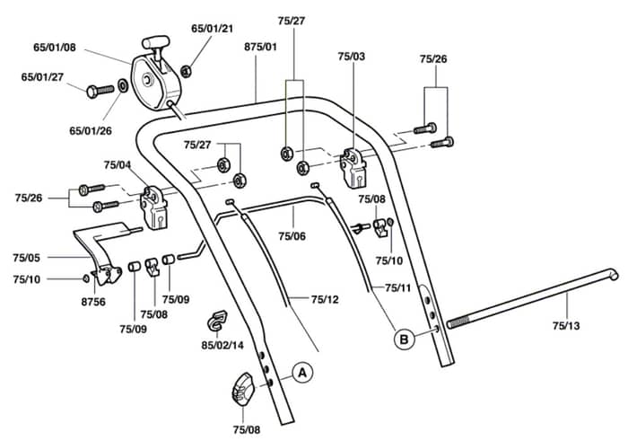 Qualcast Classic Petrol 35S - F016305842 - Handle Assembly