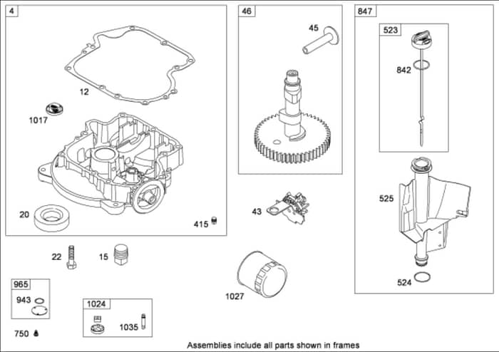Hayter RT380H - 135E (135E280000001 - 135E280999999) - Crankcase Assy B&S 31E777-0130-E1