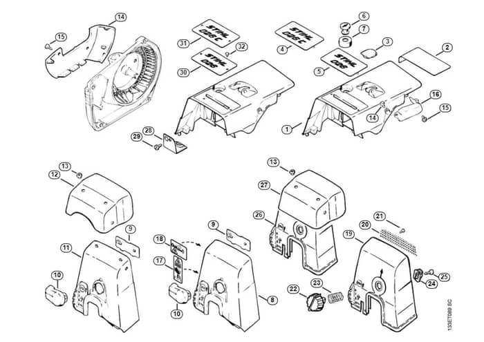 Stihl 026 Shroud, Carburetor Box Cover - P-Group