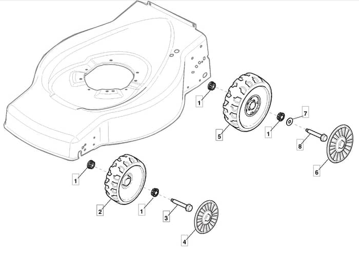 HP454 - 2010-2012 - 299174643/BQ - Mountfield Rotary Mower Wheels Diagram