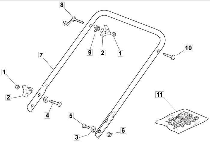S420 PD - 2010-2011 - 294435023/M10 - Mountfield Rotary Mower Lower Handle Diagram