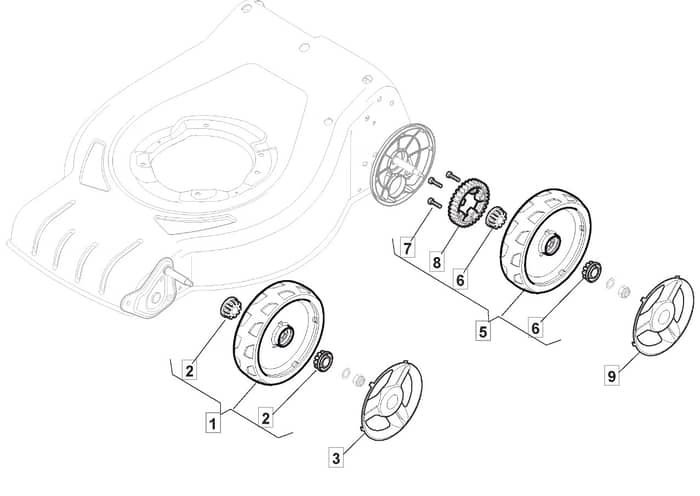 S461 PD - 2012-2014 - 295486043/M12 - Mountfield Rotary Mower Wheels Diagram