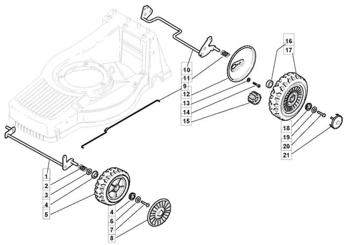 M60 PD - 2008 - 292552023/UM8 - Mountfield Rotary Mower Wheels Diagram