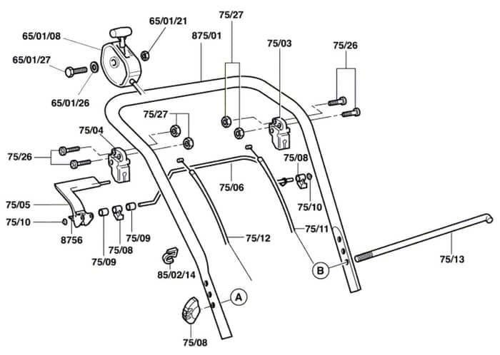Qualcast Classic Petrol 35S - F016305542 - Handle Assembly