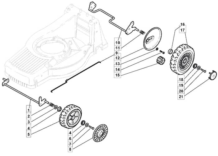 M5020 PD - 2009 - 292502023/M09 - Mountfield Rotary Mower Wheels Diagram