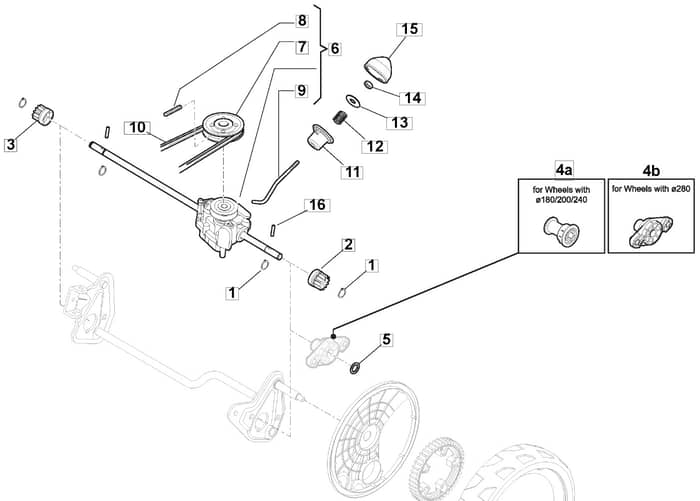 S46 HP Li - 2016 - 295485003/M16 - Mountfield Rotary Mower Transmission Diagram