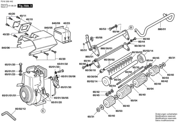 Atco Balmoral 20SE - F016309442 - Front Roller Assembly
