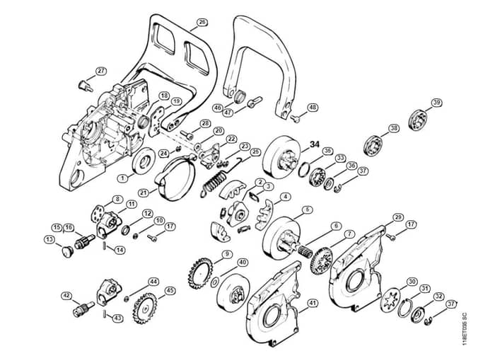 Stihl 028 Q Oil Pump, Chain Brake - G-Group