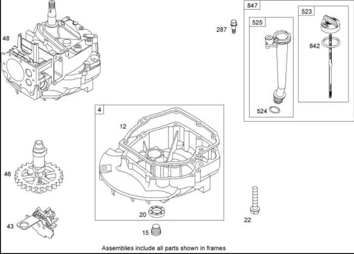 Hayter R48 - 447T (447T280T00001 - 447T280T99999) - Crankcase Assy B&S 126T05-1840-B1